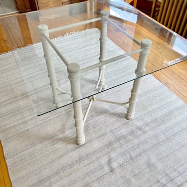 Vintage Hollywood Regency White Knotted Iron Dining Table