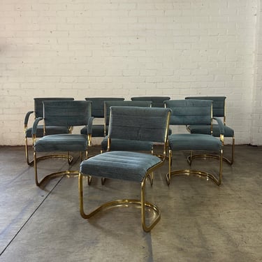 Cantilevered Brass Dining Chairs - set of eight 