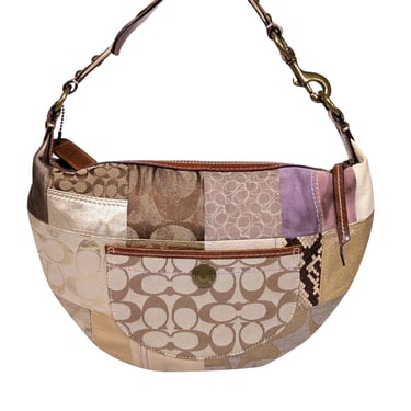 Coach - Beige Patchwork Monogram Shoulder Bag