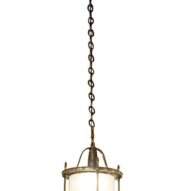 Restored Vintage Brass &#038; Milk Glass Ceiling Lantern