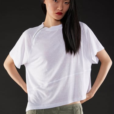 Zip Neck Detail Oversized T-Shirt in BONE, KHAKI or COAL