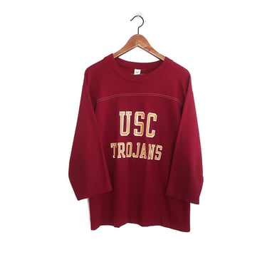 vintage USC jersey / 70s USC shirt / 1970s Artex USC Trojans burgundy jersey shirt Large 