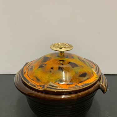 Mid Century Modern Ceramic Glazed Jar with Lid 