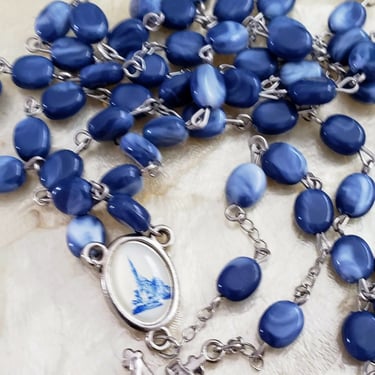 Blue gem stone Rosary Sterling silver Religious theme gifts Mothers day gift 