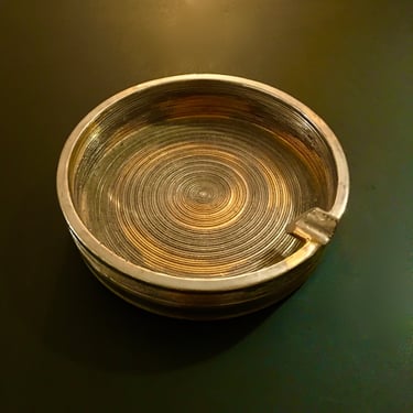 A Large Vintage Mid Century Raymor Gold Colored Ceramic Ash Tray Designed and Made in Italy 