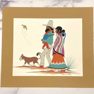 Robert Chee Hand Silkscreen Art Print Native American Family Tewa Prints NM 