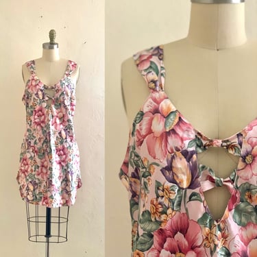 vintage 80's floral mini night gown 