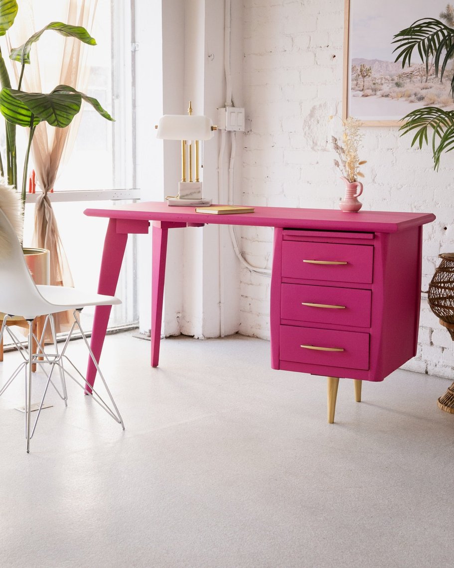 Hot Pink & Gold Desk Sunbeam Vintage Highland Park Los Angeles, CA