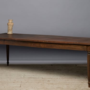 19th Century Long Teak Raffles Table with Reeded Legs