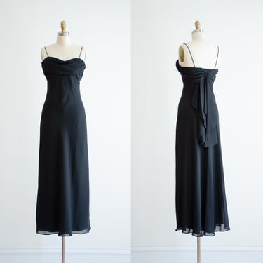 long black dress 90s y2k vintage spaghetti strap minimalist evening gown 