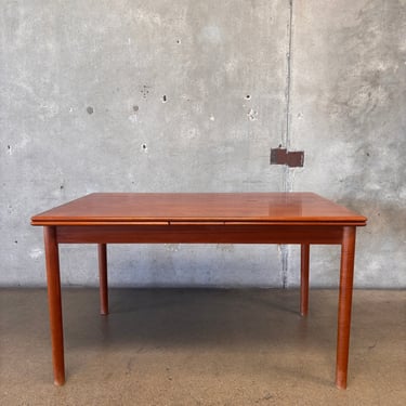 Mid Century Modern Teak Hidden Leaf Dining Table In The Style Of Svend Age Madsen