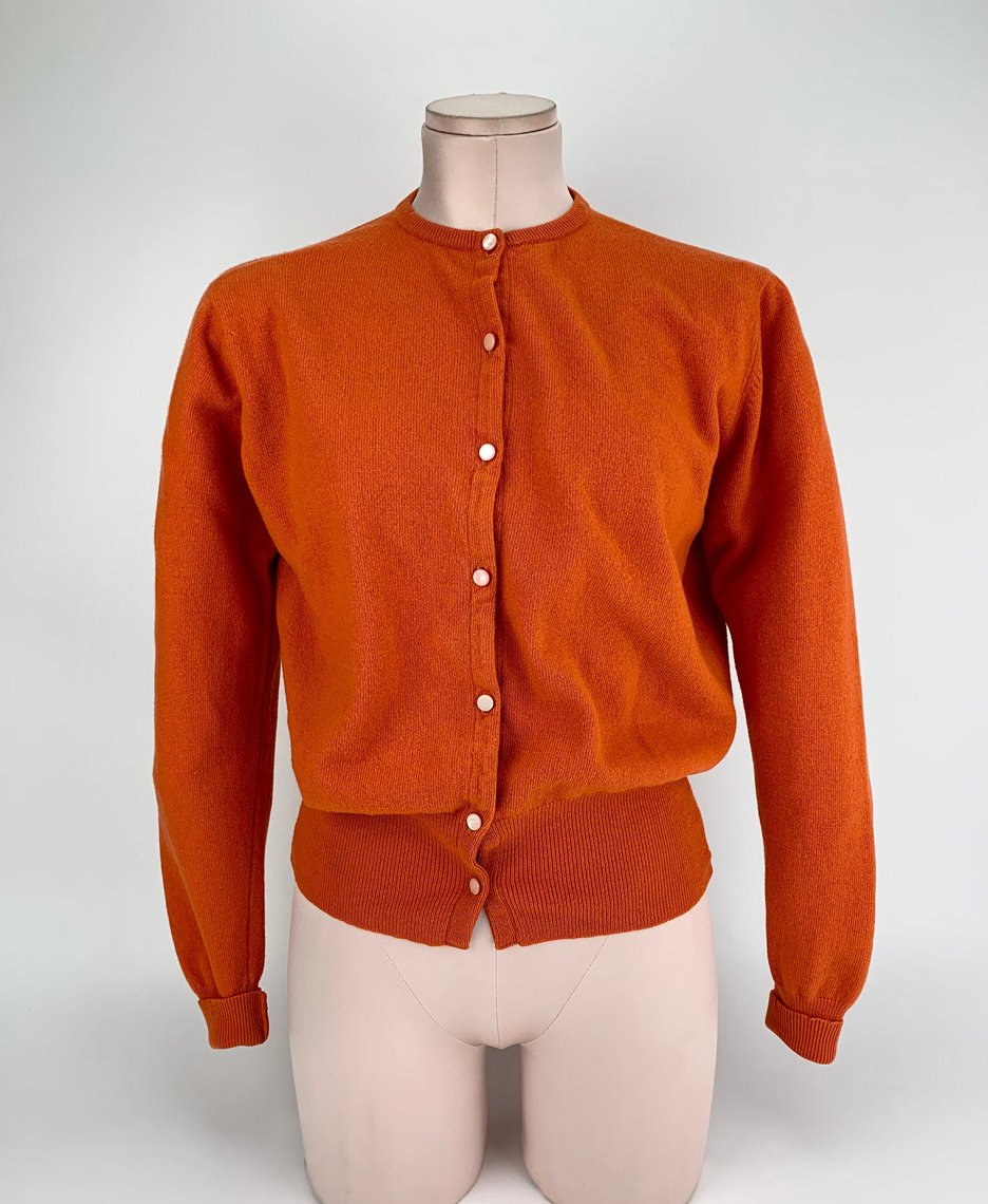 1960's Cardigan Sweater - 100% Pure Cashmere - Burnt Orange Color ...