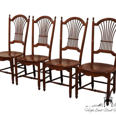 Set of 4 NICHOLS & STONE Solid Cherry Rustic Traditional Style Wheat / Sheaf Back Dining Side Chairs - Antique Russet Finish 