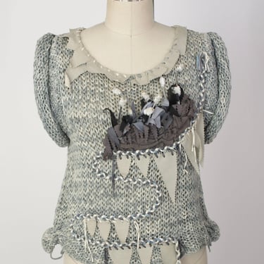 Knit Leather Appliqué Top