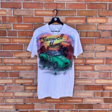 vintage 90s white airbrushed harry gant farewell nascar tee / s small 