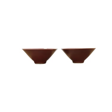 Pair Chinese Porcelain Oxblood Red Glaze Cup Display Art JK309S 