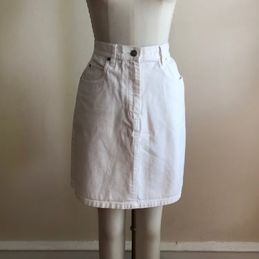 White Denim Mini-Skirt - 1990s 