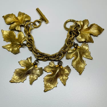 Gold Ivy Leaf Charm Bracelet