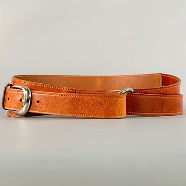 OSCAR DE LA RENTA Size M Brown Silver Leather Wrap Belt
