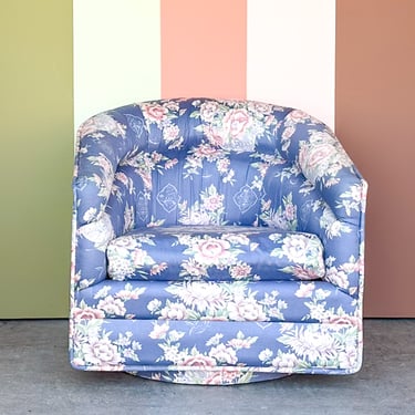 Chinoiserie Chic Upholstered Swivel Chair