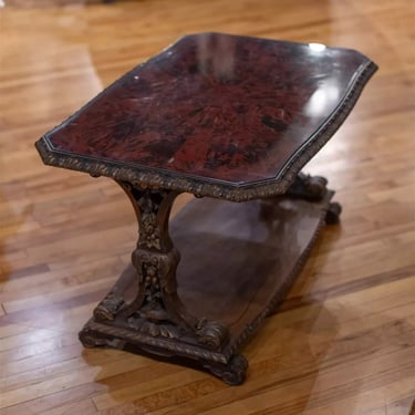 Antique Table, Belgian, Faux Tortoise Finish, Wood End Table, Early 1900s!!