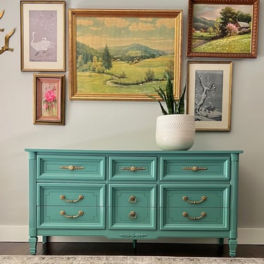 Turquoise Vintage Dresser - AVAILABLE and Ready To Ship! 