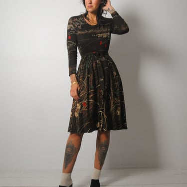 1970's Matti Autumnal Floral Dress