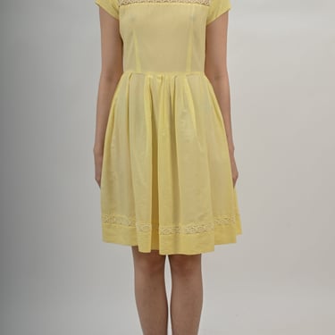 1960s Pale Yellow Fit and Flare Sundress