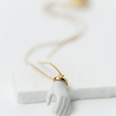 White Porcelain Little Hand Necklace