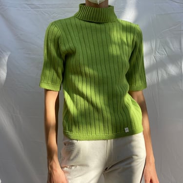 1960's Turtleneck Sweater / Lime Green Mid Century Sweater / Deadstock with Tag / Springtime Neutral Winter Wear 