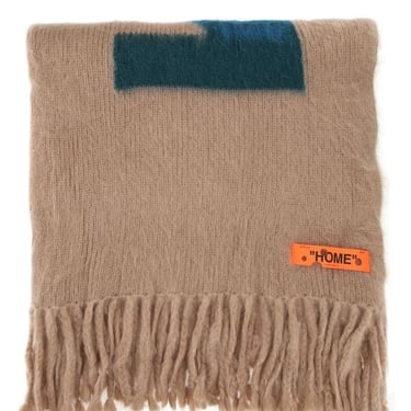 Off White Unisex Cappuccino Mohair Blend Blanket