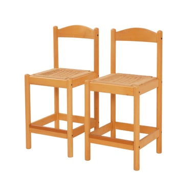 Pair of Rush Seat Counter Stools 