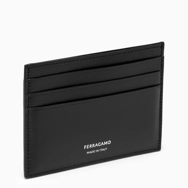 Ferragamo Black Leather Card Holder With Logo Men