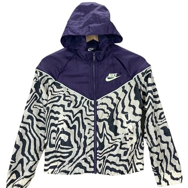 Nike Zebra Print Purple Hooded Jacket Youth Medium