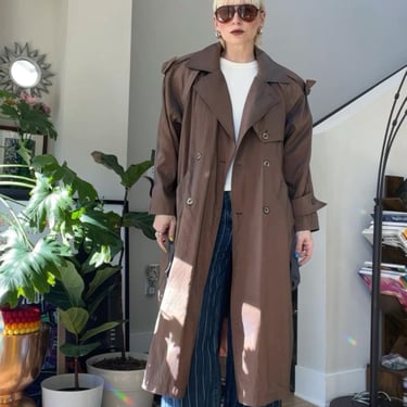 VTG 90s Gallery Iridescent Brown Nylon Trenchcoat 