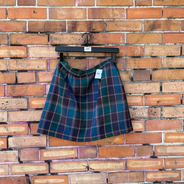 vintage 80s green pendleton plaid mini skirt  / 29 m medium 