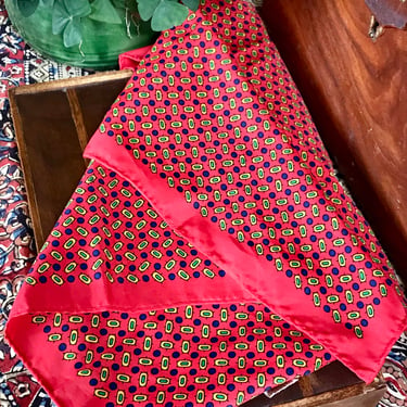 Vintage Bright Color Mod Scarf 100% Polyester Made In Japan 1960s 1970s Retro Fashion 