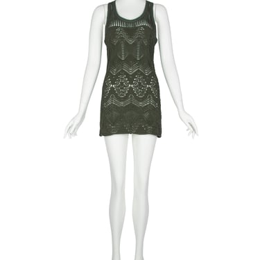 Jean Paul Gaultier Vintage SS 2000 Green Open Knit Cotton Mini Dress