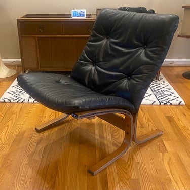 Siesta Lounge Chair by Ingmar Relling for Westnofa Black Leather 
