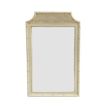 Faux Bamboo Mirror 46x29 LOCAL PICKUP Vintage Beige Cane Coastal Hollywood Regency Style 
