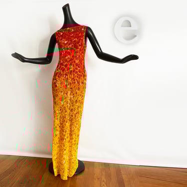Vivienne Tam Mesh Maxi Dress • Vintage 90s Ombre Yellow to