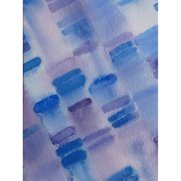 Gel Electrophoresis in Lavender and Blue- Original Watercolor Painting- Genetics DNA art 