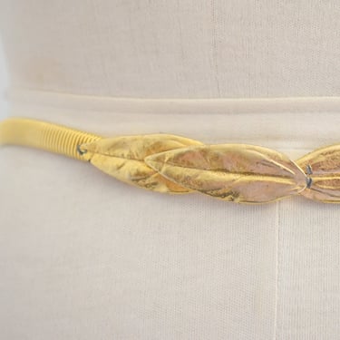 1980s Mimi Di N Gold Leaf Elastic Coil Belt 