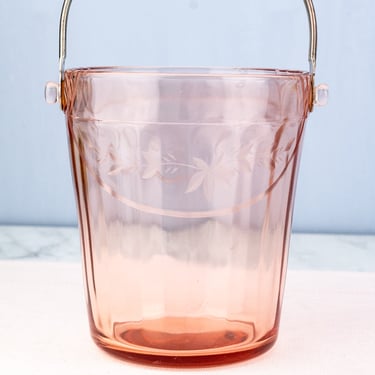 Vintage Pink Depression Glass Ice Bucket