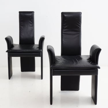 Postmodern Black Leather Chair, 1980s 