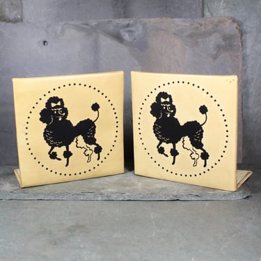 Mid-Century Poodle Bookends | Pair of Printed Leather Bookends | Gift for Poodle Lovers | Bixley Shop 