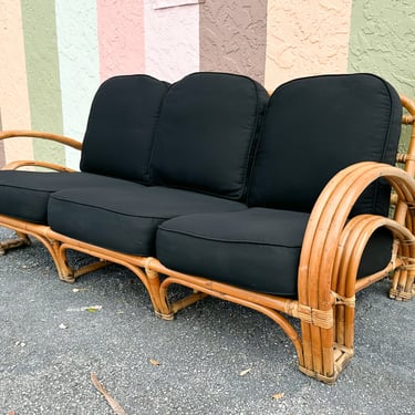 Horseshoe Style Rattan Sofa