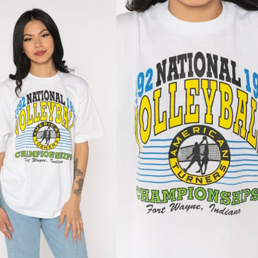 90s Volleyball T Shirt 1992 National Championships Shirt Retro Sports Top Ft Wayne Indiana Graphic Tee Vintage 1990s Screen Stars Mens Large 