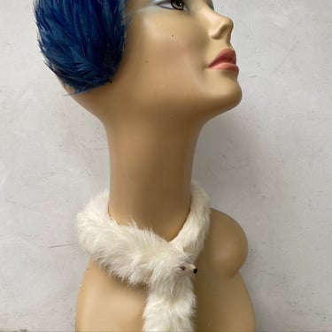 Vintage White Fur Doll Boa, rabbit Fur Collar, Doll Fur, White Fur Neck Scarf With Clip, Made In Japan, Doll Accessories 