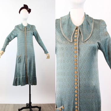 1920s RARE SILK diamond pattern knit dress small | new winter 